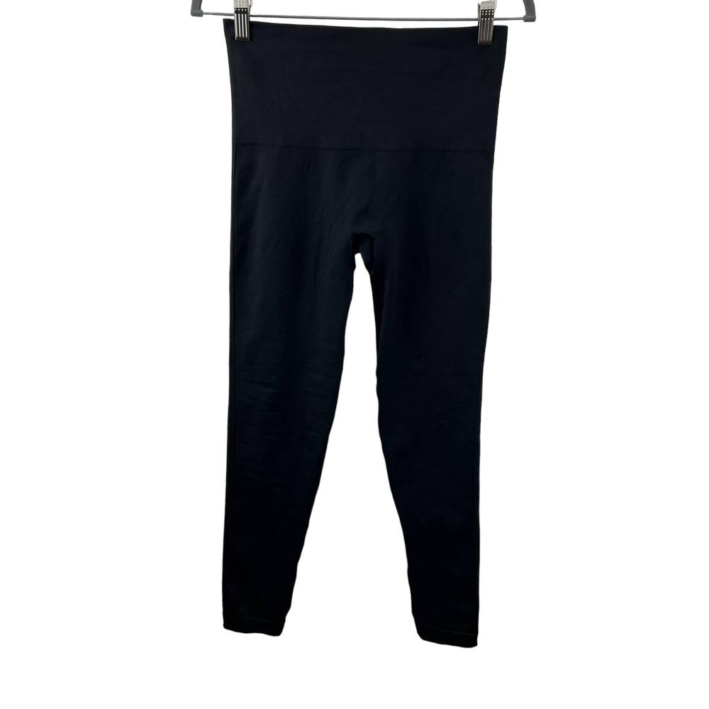 SPANX Black L Seamless Ankle Leggings Nylon Mid Rise Waistband Regular Fit